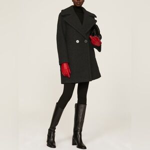 NWT NVLT Black Oversized Lapel Bouclé Winter Double Breasted Over Coat Large